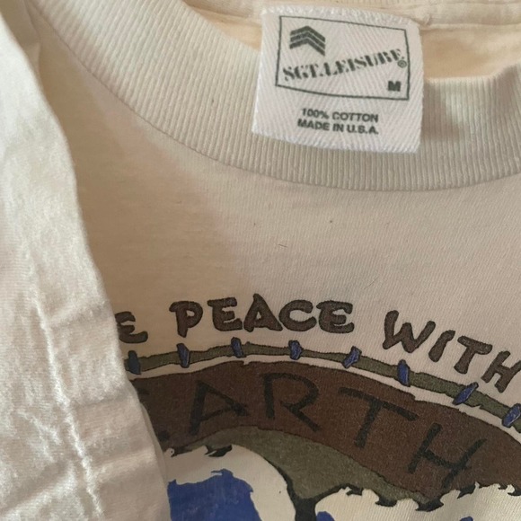 Vintage 90s Kauai Hawaii Make Peace with the Earth Single Stitch Shirt Adult Med - Picture 2 of 4